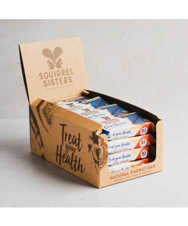 Squirrel Sisters Cacao Brownie Snack Bar No Added Sugar Vegan Gluten-Free Nutrition Bars Plant-based Snacks for Adults and Kids Box of 16 x 40 grams Cacoa Brownie