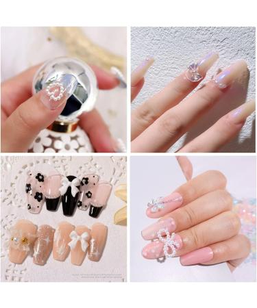 3D Nail Charms 2 Boxes Multi-Shape Black White Aurora Bows Heart Nail Art Charms Nail Pearls Bowknot Stars Shell Nail Rhinestones Gems for Nail Art Decoration DIY Crafts (E) - Buy Online on SooperMarket.com