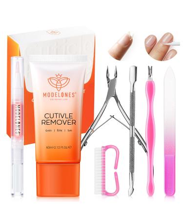 Modelones Cuticle Remover Kit - Cuticle Remover Cream & Cuticle Oil Cuticle Care Kit w/Cuticle Trimmer Cuticle Pusher & Cuticle Nipper for DIY Nail Manicure Removedor de Cuticula for Nail Care 7 Piece Set