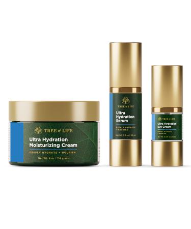 Tree of Life Hydrating Facial Skincare Set  Moisturizing Regimen with Face Cream (4 Oz)  Serum (1 Fl Oz) and Eye Cream (0.5 Oz)