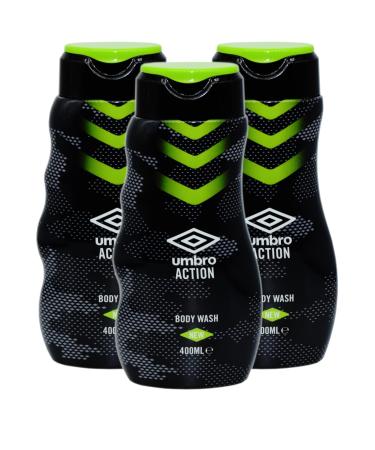3x Umbro Action Body Wash - 400ml - (With A Free Fridge Magnet)