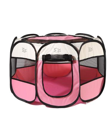 Pet Playpen - Indoor Outdoor Mesh Open-Air Playpen and Exercise Pen Tent House Playground for Dogs and Cats Small (29" x 29" x 17") Color-001