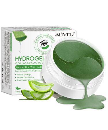 Aloe Vera Eye Patches 30 Pairs Hydrogel Eye Masks for Dark Circles Anti Wrinkle Treatment Under Eye Gel Pads Eye Mask for Puffy Eyes Skincare Hydrating Green