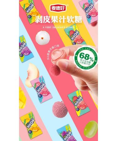 Peeling Fruit Juice Fudge 4 flavors candies snack mango white peach gummy candy 68% Juice Content soft candy Desserts Healthy Snack Food New Year Candy Casual Snacks gift pack (1000g(About200 pieces)) - Buy Online on SooperMarket.com