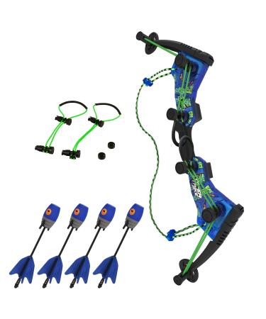 Zing HyperStrike Dominator Bow Pack - 1 Blue Dominator Bow, 4 Blue Zonic Whistle Arrows, 1 Set of Bungee Replacement and 1 Shoulder Strap - Great for Long Range Outdoor Play, for Ages 14 and Up 1 Bow, 4 Arrows