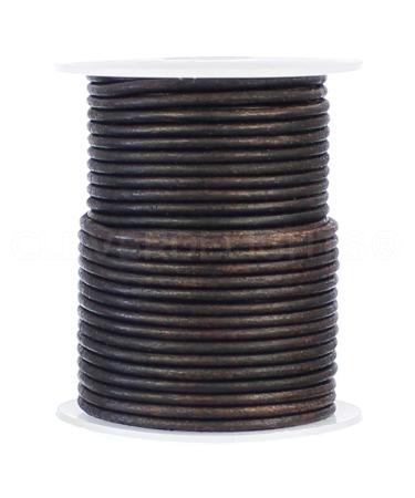 CleverDelights Genuine Leather Cord - 1/16" Round - 25 Feet - Dark Brown