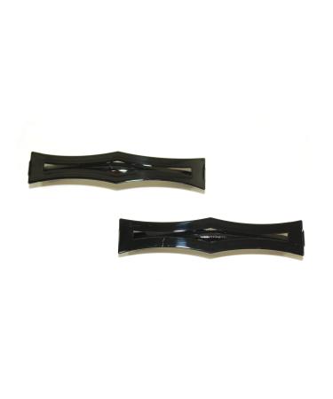 Pair of Clip-in End Barrettes Hair Slides with Cut-Out Design Type 2 .