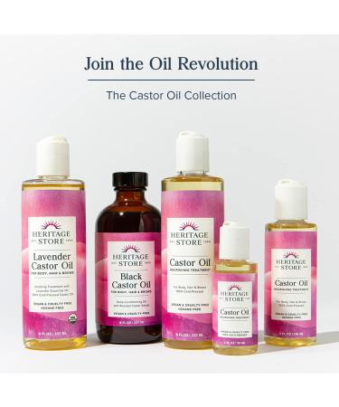 Heritage Store Organic Castor Oil 32oz - Nourishing Hair & Skin Treatment | Cold Pressed, Hexane Free, Vegan, Cruelty Free - Glass Bottle for Healthy Hair, Eyelashes, Brows & Castor Oil Packs - Buy Online on SooperMarket.com