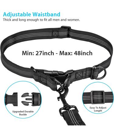 Uppetly Hands Free Dog Running Leash with Adjustable Waist Belt Dual Handle Elastic Bungees Retractable Rope for Medium and Large Dogs Reflective Stitches for Walking Hiking Biking With Pouch for 2 dogs - Buy Online on SooperMarket.com
