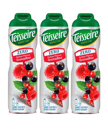 Teisseire Drinks Syrup Grenadine 0% - 600ml - Syrup that tastes just like the fruit (pack of 3) Grenadine 600 ml (pack of 3)