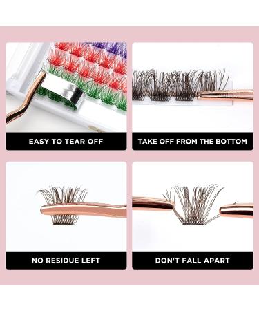 Colored Lash Clusters DIY Eyelash Extensions - 72 C/D Curl Individual Lashes in Brown, Blue, Purple, Green, Red - Thin Band DIT at Home - Volume Mix Color-D 16mm - Buy Online on SooperMarket.com