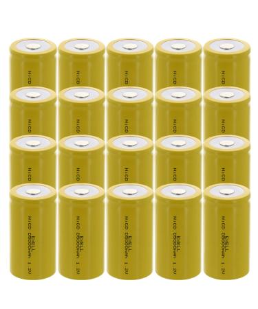 20x Exell D Size 1.2V 5000mAh NiCD Flat Top Rechargeable Batteries for high power static applications (Telecoms UPS and Smart grid) electric mopeds meters radios RC devices electric tools