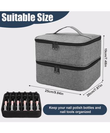Movstriker Nail Polish Organiser Bag Double Layer Nail Varnish Storage Holds 30 Bottles and A Nail Lamp Traveling Nail Polish Storage Case Portable Nail Lipstick Beauty Tools Box(Grey) - Buy Online on SooperMarket.com