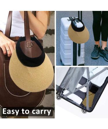 Women's Foldable Straw Sun Visor Hat - Wide Brim Beach Cap for Summer UV Protection in Korean Style - Khaki - Buy Online on SooperMarket.com