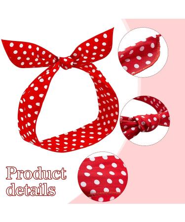 Polka Dot Headbands Set - Retro Bandana Wire Headband for Girls & Women - Vintage Print Christmas Hairband (Red & Black) - Buy Online on SooperMarket.com