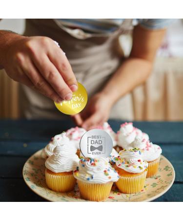 Happy Father's Day Cupcake Toppers | Engraved Mirror Cake Decorations - Buy Online on SooperMarket.com