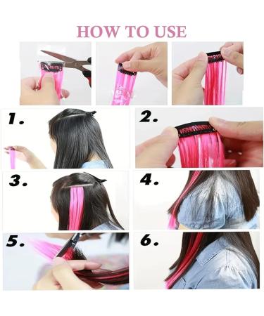 12 PCS Pink Hair Extensions Clip in 22Inch Pink Hair Extensions Colorful Straight Extensions Hair Highlights Accessories for Kid Girls Women Party Hair Decor 12pcs-Pink - Buy Online on SooperMarket.com