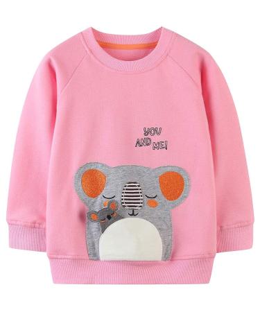 Girls Sweatshirt for Kids Cotton Top Casual Jumper Girl T Shirt Toddler Clothes Long Sleeve Pullover Age 1-12 Years 5-6 Years Koala