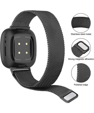 YILED Metal Bands for Fitbit Sense/Versa 3 - Stainless Steel Mesh Wristband with Magnet Lock (Small, Black) - Buy Online on SooperMarket.com
