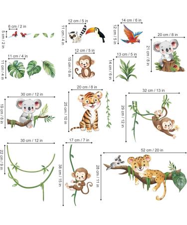 Decalmile Jungle Animal Tree Branch Wall Decals - Safari Animals Wall Stickers for Baby Nursery and Kids Bedroom Decor - Buy Online on SooperMarket.com