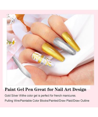Yueshop Art Liner Gel Nail Polishes Set - 4x8ml Black Gold Silver White Collection - Drawing UV LED Gel Liner Polish Pen - Manicure Art Salon - Buy Online on SooperMarket.com