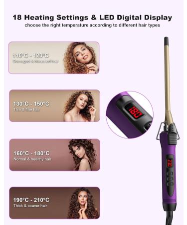 SHOW Thin Professional Curling Tongs for Short Hair - 18 Heat Settings - Purple - Buy Online on SooperMarket.com