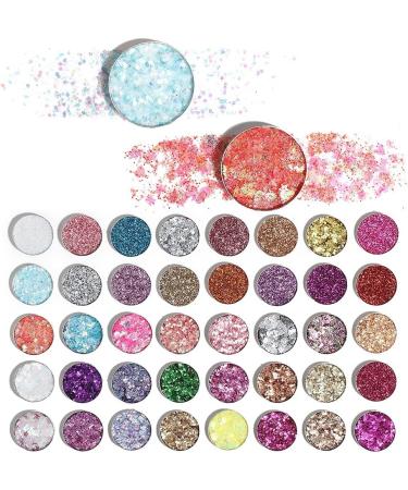 40 Colors Glitter Eyeshadow Palette + Glitter Glue | Sparkly Eye Makeup Kit for Women - Buy Online on SooperMarket.com