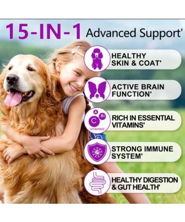 15 in 1 Multivitamin with Glucosamin and Probiotic Soft Chews (2 Packs) for Dogs. Multivitamin for Hip Joint Skin Coat Gut Health and Immune System with Duck Flavour for All Dogs (120 Chews). - Buy Online on SooperMarket.com