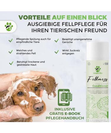 Golden Pets Conditioner for Dogs & Cats - 100% Natural Fur Care Soft & Manageable Hair 250ml - Perfect for All Coat Types + Free E-Book - Buy Online on SooperMarket.com