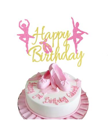 Arthsdite 1Pc Ballet Happy Birthday Cake Topper Ballerina Girl Dancing Cake Supplies Ballerina Girl's Birthday Party Decorations Ballet Dancer Cake Topper M