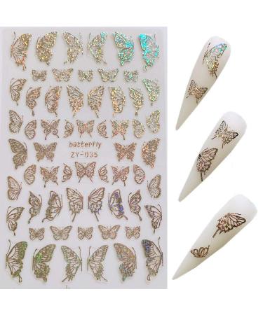 NAIL ANGEL 8-Sheet Laser Gold & Silver Butterfly Nail Art Sticker Set - Nail Art Decoration 10238 - Buy Online on SooperMarket.com