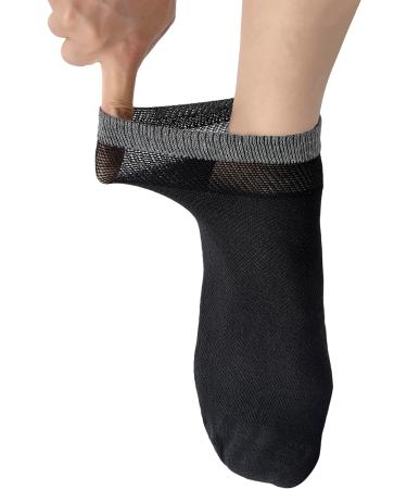 Yomandamor Bamboo Diabetic Socks for Men - 6 Pairs, Size 10-13, Lightweight & Seamless Ankle Socks in Black - Buy Online on SooperMarket.com