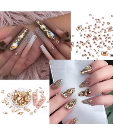 800PCS Belicey Nail Rhinestones Kit - Multi-Shape Crystals for Nail Art & DIY Crafts (Gold) - Buy Online on SooperMarket.com