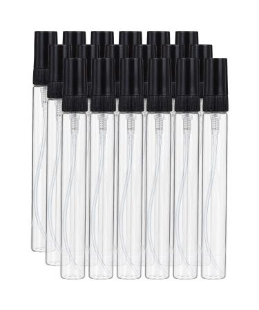 BENECREAT 25PCs 10ml Mini Fine Mist Spray bottle Transparent glass trip Empty atomizer spray bottles with black pump lid for perfume toilet items liquid cosmetics 10ml black cap