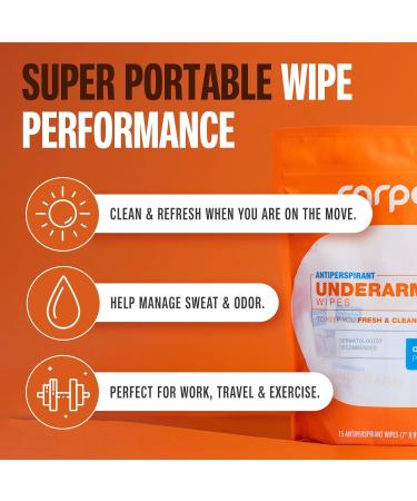 Carpe On-the-Go Antiperspirant Underarm Wipes (Pack of 3 Boxes) for Sweat Blocking Deodorizing and Cleansing When You're On the Move - 45 Residue Free Individually Wrapped Wipes 15 Count (Pack of 3) - Buy Online on SooperMarket.com