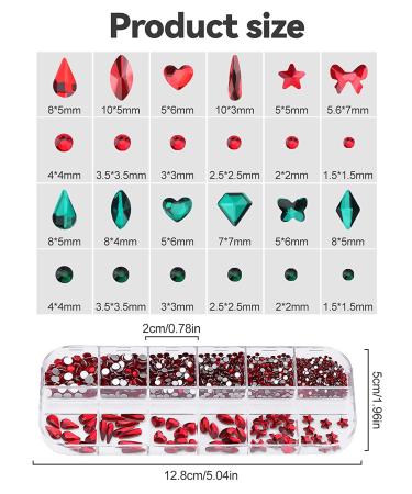 Kalolary Green Nail Rhinestones | Christmas 3D Flatback Red Crystal Charm Stones | Tweezer & Picker Set | DIY Acrylic Nail Art Decoration - Buy Online on SooperMarket.com
