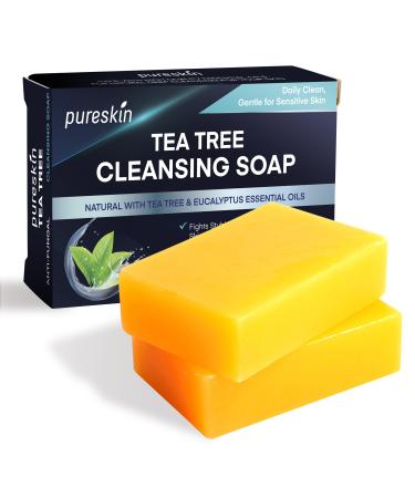Tea Tree Antifungal Soap Extra Strength Protection for Psoriasis Athlete's Foot Tinea Versicolor Tea Tree Body Wash for Body Odor Soap for Eczema 2PCS