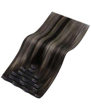 Youngsee Real Hair Clip-In Extensions - Ombre Black to Silver 55cm 120g 7PCS - Premium Remy Hair - Buy Online on SooperMarket.com