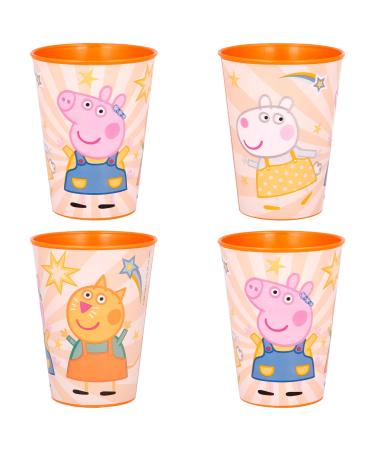 Palleon Peppa cups for children - set of 4 drinking cups made of BPA-free plastic - 260 ml capacity