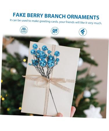 Zerodeko 6pcs Berry Bunch Cuttings Artificial Red Berry Stems Green Decor Wedding Decorations Artificial Berry Twig Stem Holly Berries for Crafts Ornament Plastic Christmas Plant Blue 30x10cm - Buy Online on SooperMarket.com