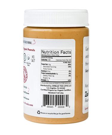 Spread The Love Organic Peanut Butter Naked 16 oz - Premium, Natural & Delicious - Buy Online on SooperMarket.com