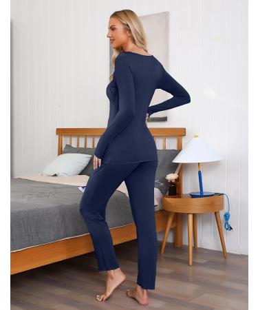 Irdcomps Women's Maternity Pyjamas Set - Cotton Nursing Nightwear PJ Set for Pregnancy - S Navy Blue - Buy Online on SooperMarket.com