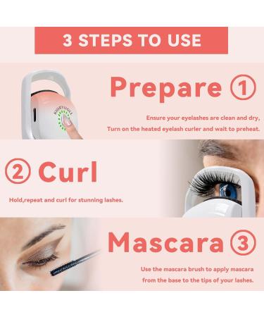 Electric Heated Eyelash Curler Kit - Professional Hot Lash Therapy Tool Rechargeable & Battery Powered Perfect for All Eye Types - Cotton Candy White - Buy Online on SooperMarket.com
