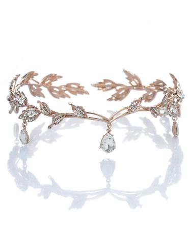 SWEETV Tiaras and Crowns for Women  Wedding Tiara for Bride  Elf Cosplay Crown  Leaf Fairy Costume Headband  Princess Hair Accessories for Prom Photoshoot Halloween  Rose Gold