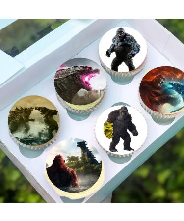 Pre-Cut Godzilla x Kong 2A Edible Stand up Wafer Paper Cupcake Toppers Cake Decorations Birthday Party (12)