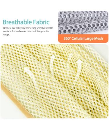 HINATAA Breathable Baby Sling | Adjustable & Quick Dry Mesh Fabric Wrap for Newborn Carrying | Yellow - Buy Online on SooperMarket.com