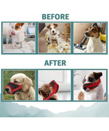 Shop Wllhyf Soft Nylon Dog Muzzle | Breathable & Comfortable Biting Chew Prevention | Adjustable Muzzle for Small Dogs (Red M) - Buy Online on SooperMarket.com
