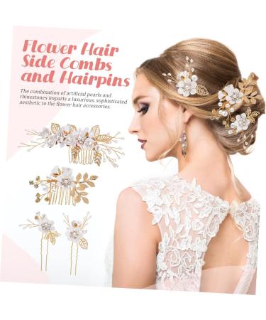 PLAFOPE 1 Set Comb Set Bride Side Combs Hair Decorations U Shaped Hair Pins Rhinestones Wedding Side Comb Wedding Hair Pins Wedding Veil Combs Flower Bridal Combs Hair Flowers Pearl White - Buy Online on SooperMarket.com