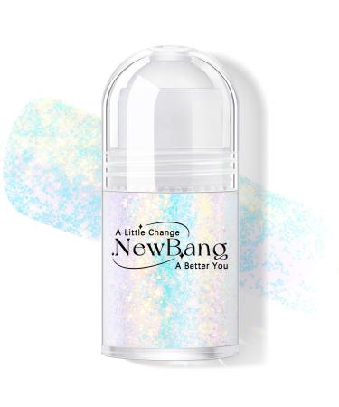 NewBang Roll-on Holographic Body Glitter Gel for Body Face Hair Chameleon Color Changing Glitter Gel Under Light Chunky Mermaid Sequins Festival Party Body Shimmer Glitter Makeup(12# Sparkling Blue)