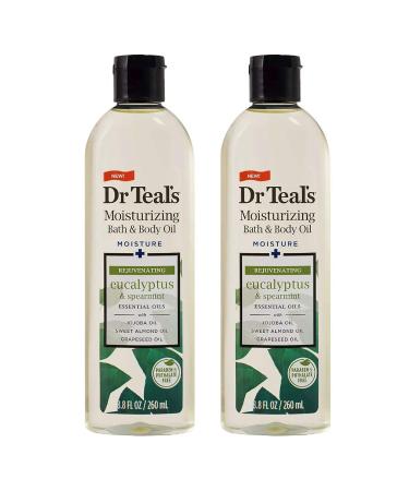 Dr. Teals Mothers Day Bath & Body Oil Gift Set (2 Pack 8.8oz Ea.) - Rejuvenating Eucalyptus & Spearmint Blended with Pure Epsom Salt - Essential Oils Hydrate Skin & Alleviats Daily Stress at Home